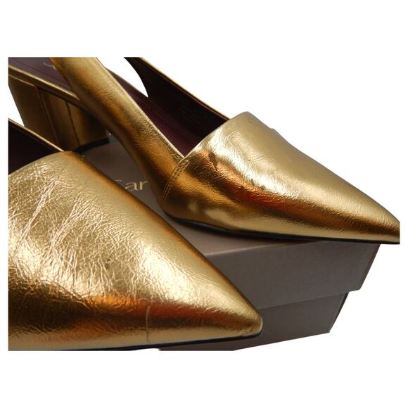 Franco Sarto Trista Pointed Toe Block Heels Slingback Pumps Bronze Size 10M - Picture 2 of 10